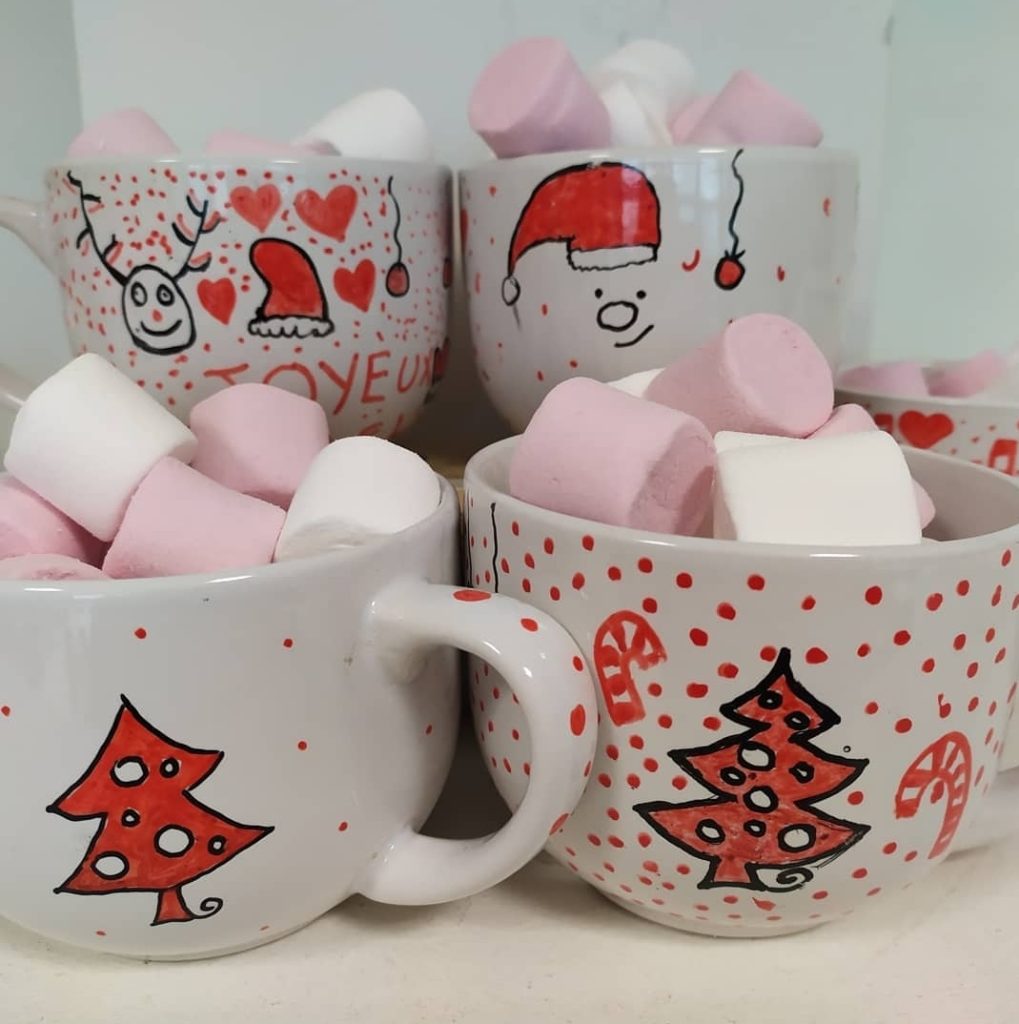 Mug De Noël Chat Et Souris 2931 - 325 Ml, Céramique, Blanc, Fabrication France, Neuf