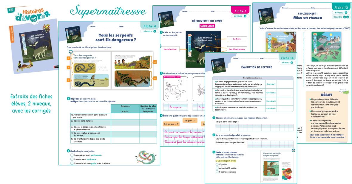 Histoires à dévorer cycle 2 : les animaux qui font peur - Super Maitresse