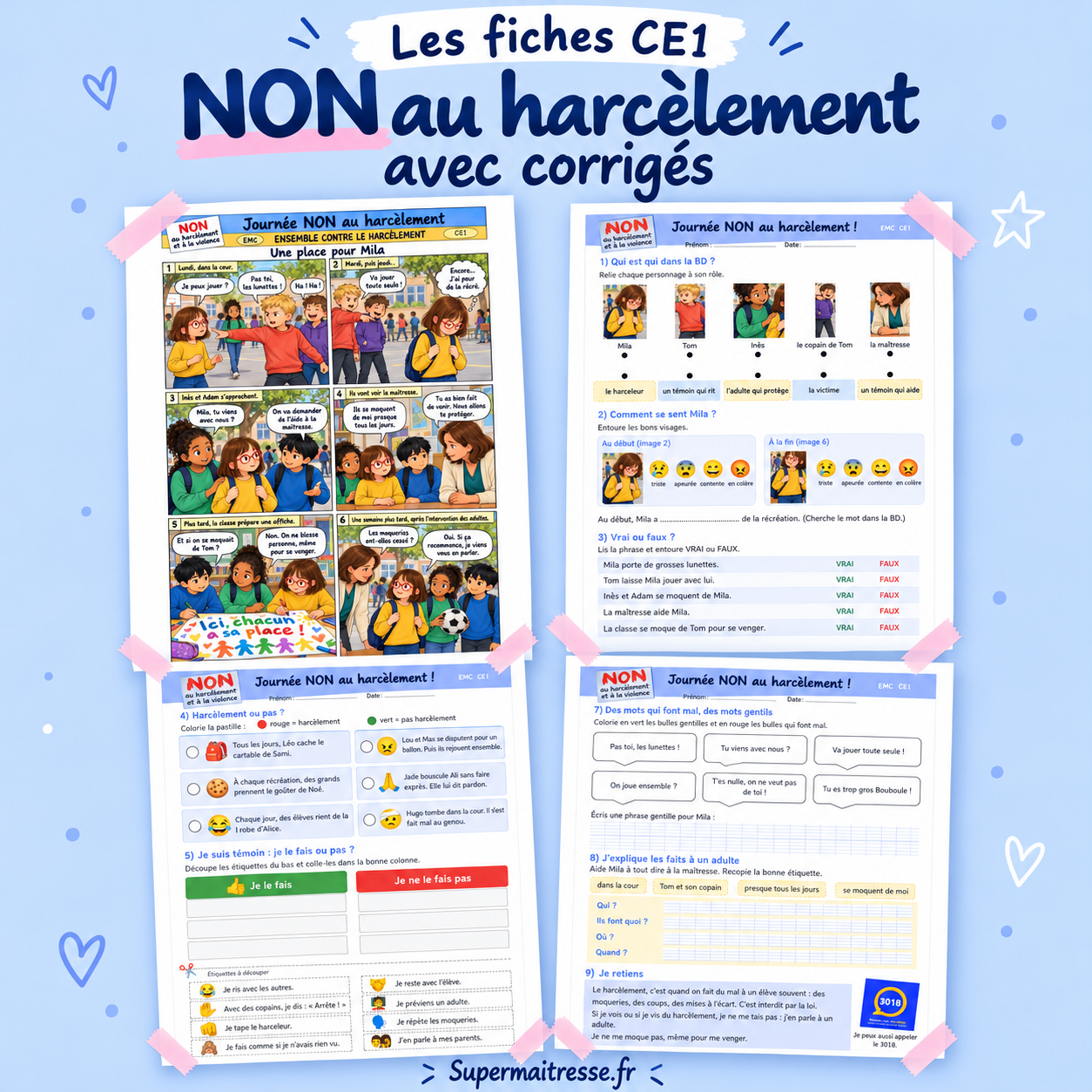 Fiches CE1 non au harcèlement